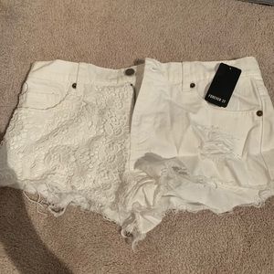Forever 21 white half lace shorts
